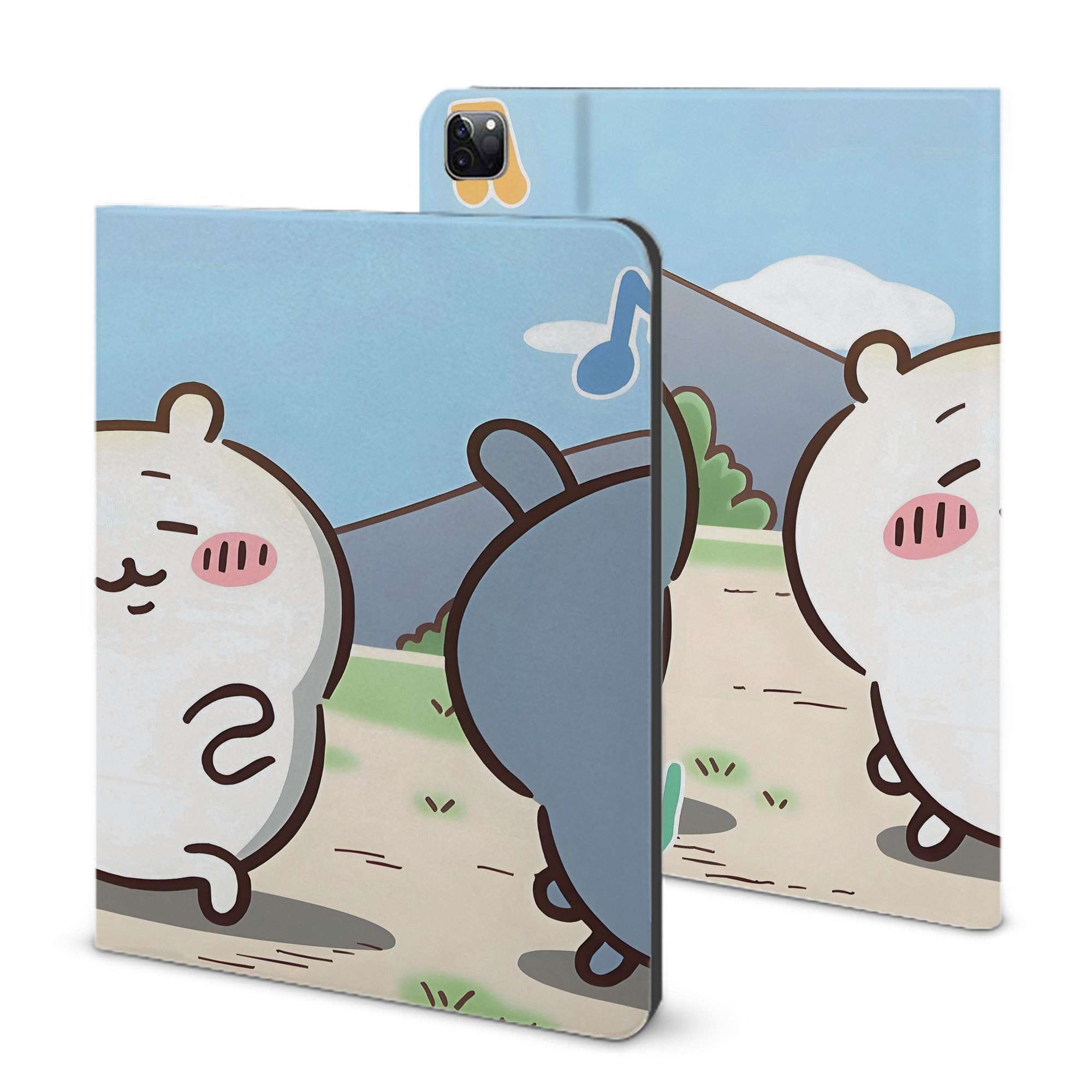 （画像用） ちいかわ Chii-kawa IPad ケース ブック型 PUレザー TPU 耐衝撃 軽量 薄型 ペン収納なし 全面保護 IPad 各モデル対応